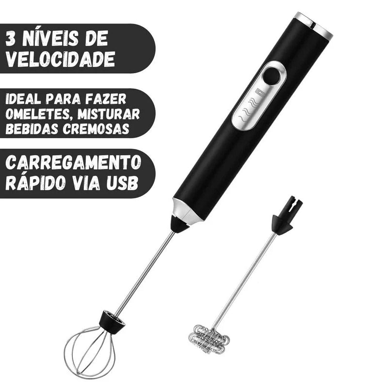 Batedor Misturador Mixer Elétrico para Bebidas Leite Café Clara de Ovos 2 EM 1