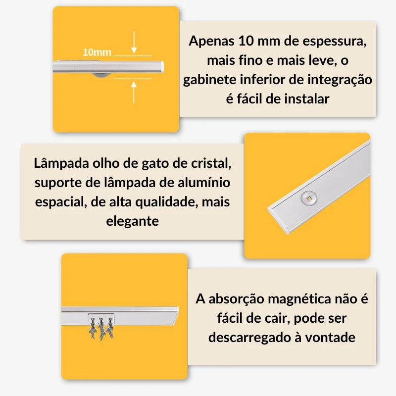 Luminária de Led Recarregável USB com Sensor de Movimento